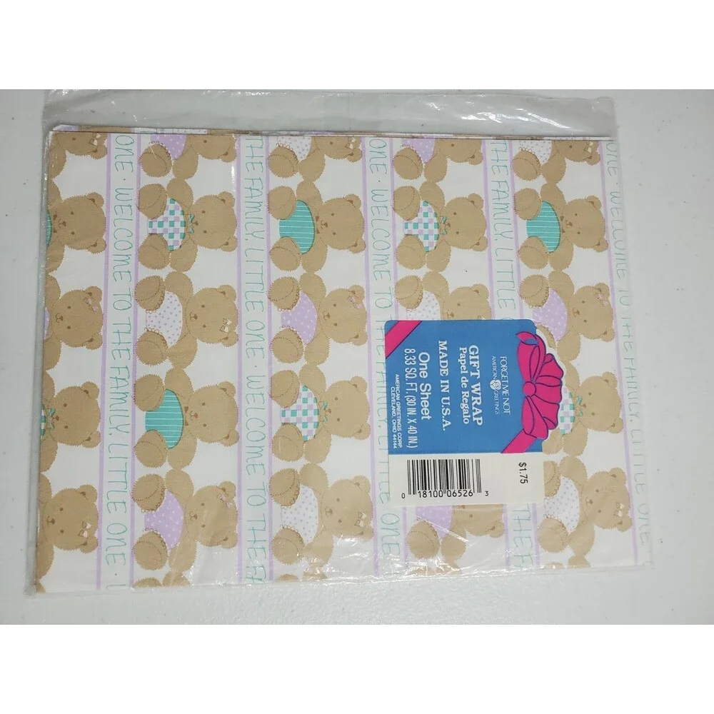 Vtg 5 Packs Of Forget Me Not Wrapping Paper Bridal Shower Wedding Love Baby New